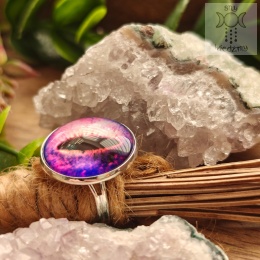 Pierścionek Cat eye fioletowe oko kot kocie oko smoka smok