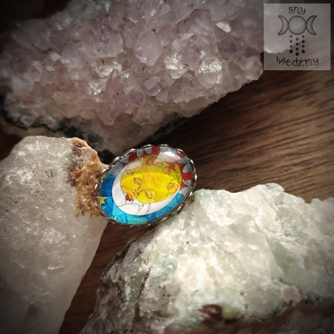 Pierścionek The Lovers słońce księżyc celestial regulowany stal