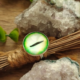 Pierścionek Cat eye zielone oko kot kocie oko smoka smok