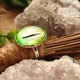 Pierścionek Cat eye zielone oko kot kocie oko smoka smok