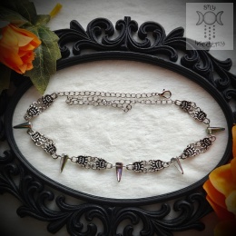 Choker Crystal Spike raibow ćwieki kolce kły