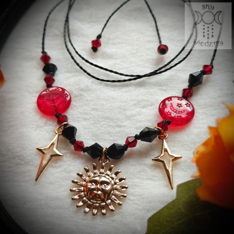 Choker Celestial Dark słońce księżyc gwiazdy Sky whimsigoth