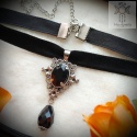 Choker Dynasty Czarny kryształki goth