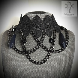 Kolia Dark Chain koronka kryształki naszyjnik choker