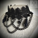 Kolia Dark Chain koronka kryształki naszyjnik choker