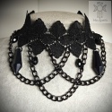 Kolia Dark Chain koronka kryształki naszyjnik choker