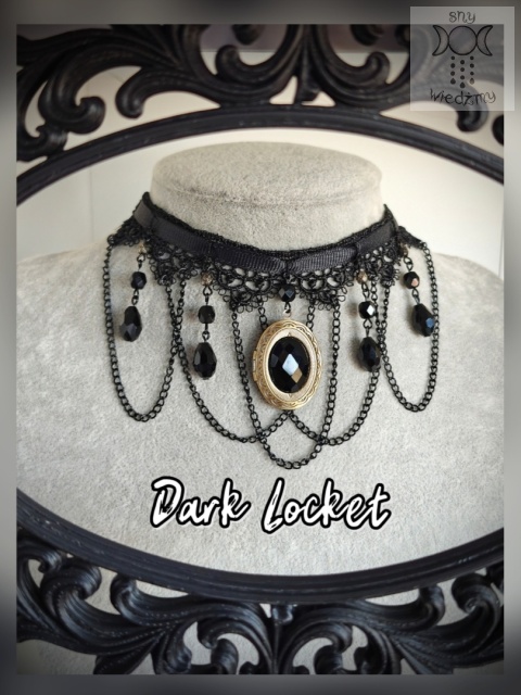 Kolia Dark Locket choker koronka kryształki sekretnik goth gothic