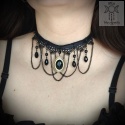 Kolia Dark Locket choker koronka kryształki sekretnik goth gothic