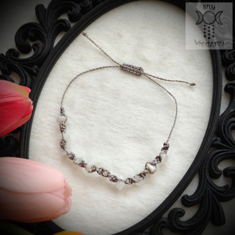 Makramowa bransoletka 10 kamieni kamień księżycowy amulet witch makrama