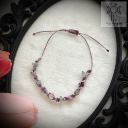 Makramowa bransoletka 10 kamieni fluoryt tęczowy amulet witch makrama