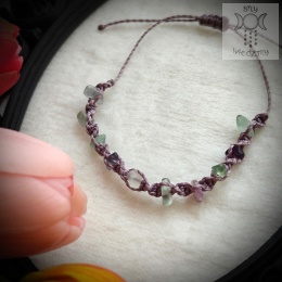 Makramowa bransoletka 10 kamieni fluoryt tęczowy amulet witch makrama