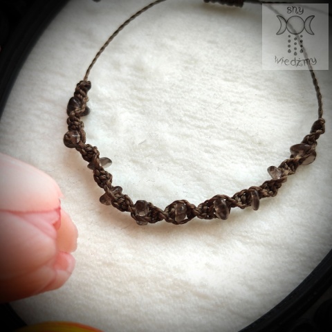 Makramowa bransoletka 10 kamieni kwarc dymnym amulet witch makrama