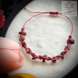 Makramowa bransoletka 10 kamieni rodonit amulet witch makrama