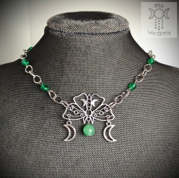Moth Chain choker naszyjnik awenturyn triple moon