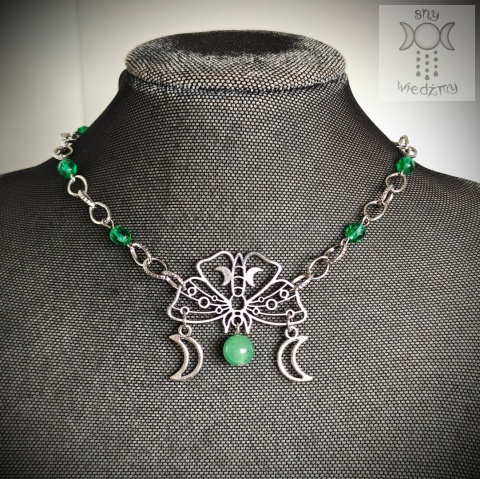 Moth Chain choker naszyjnik awenturyn triple moon