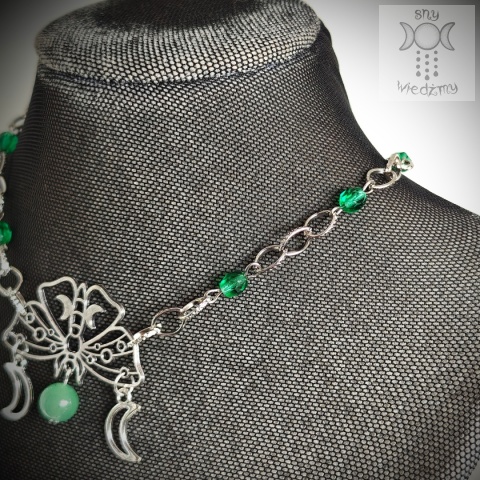 Moth Chain choker naszyjnik awenturyn triple moon