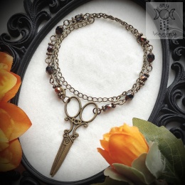 Naszyjnik Gothic Scissors antyczny brąz victorian