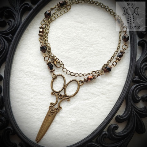 Naszyjnik Gothic Scissors antyczny brąz victorian