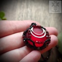 Naszyjnik Velvet Luna czarny turmalin czerwony księżyc beading