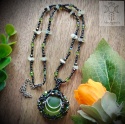 Naszyjnik Velvet Luna prehnit zielony księżyc beading