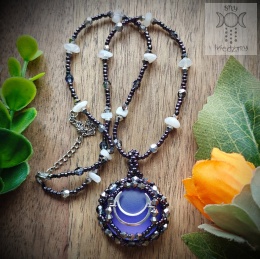 Naszyjnik Velvet Luna kamień księżycowy fioletowy księżyc beading