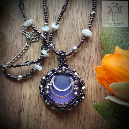 Naszyjnik Velvet Luna kamień księżycowy fioletowy księżyc beading